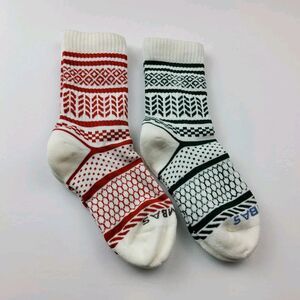 Bombas Fair Isle Holiday Half Calf Lot Of 2 Pairs Socks Size S (W 4-7.5)